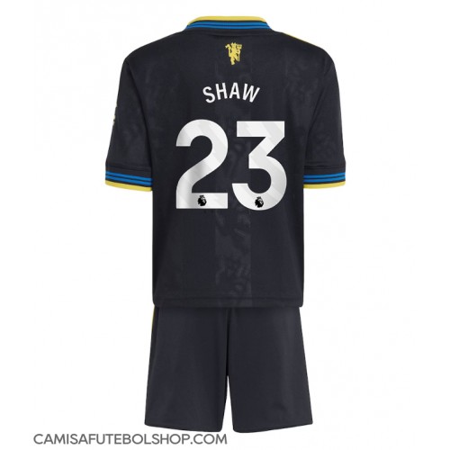 Camisa de time de futebol Manchester United Luke Shaw #23 Replicas 3º Equipamento Infantil 2025-26 Manga Curta (+ Calças curtas)